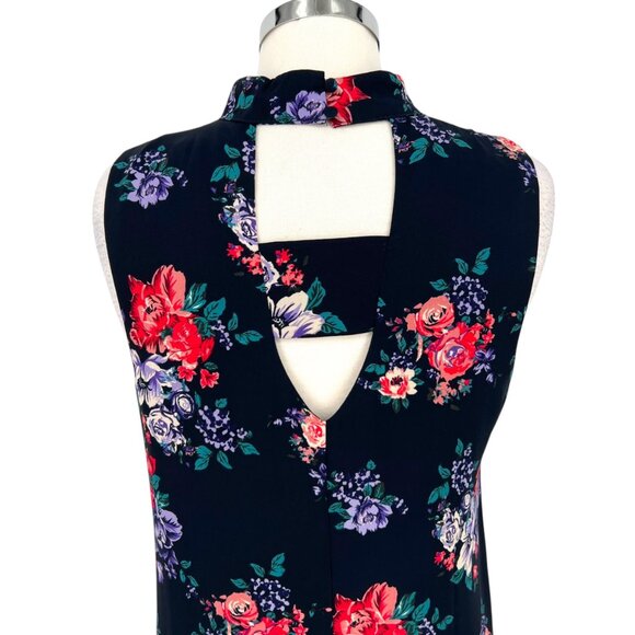 Skies Are Blue Floral Keyhole Sleeveless Dress Size Large Black Multicolor - Picture 6 of 12
